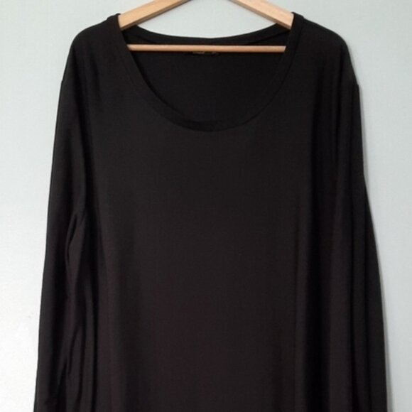 LILY by Firmiana Stretchy Drop Waist Long Sleeve Scoop Neck Dress Black Sz 3X - Picture 2 of 16